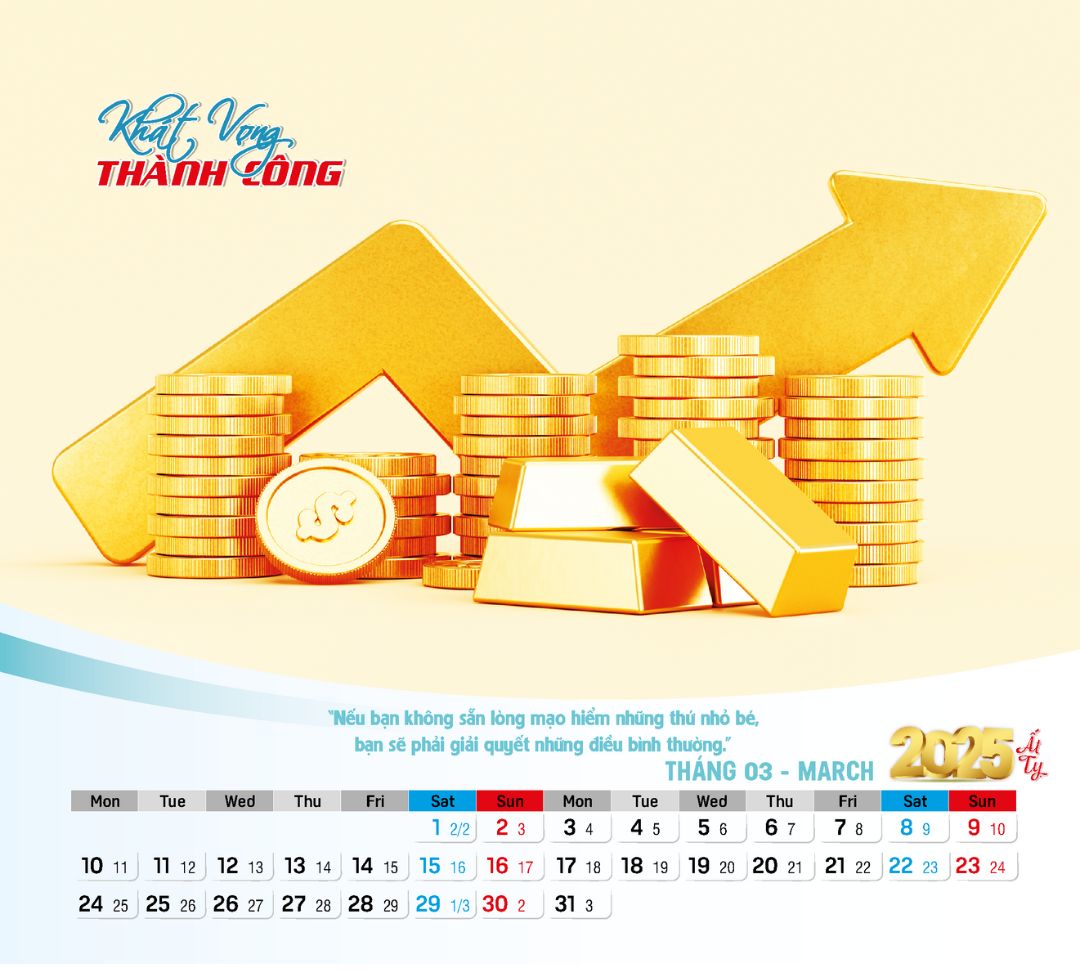 Lịch Để Bàn 13 Tờ In 2 Mặt Kích Thước 19x22cm, Lịch Tết 2025 Cao Cấp An Khang AK104 Chủ Đề Khát Vọng Thành Công