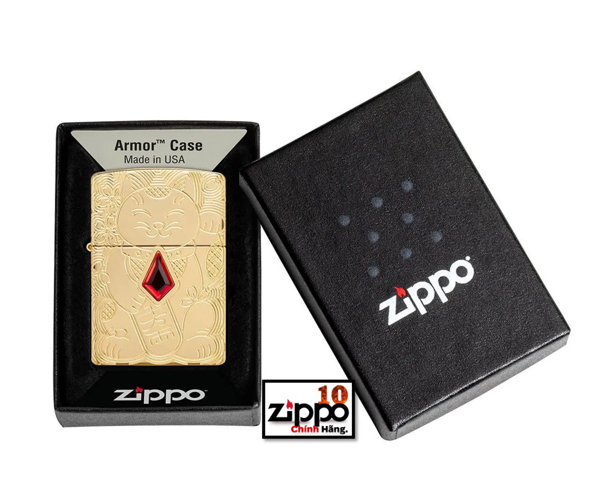 Bật Lửa Zippo 49802 LUCKY CAT DESIGN - Chính Hãng 100%