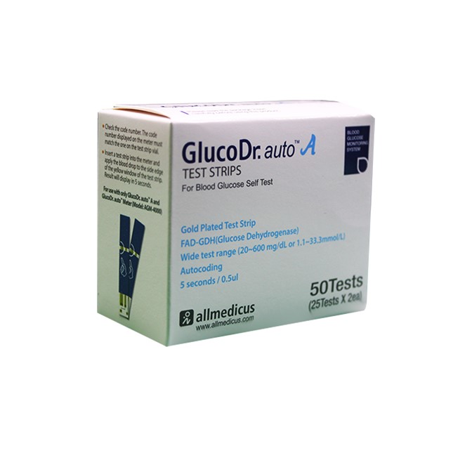 Que thử đường huyết Gluco Dr Auto Hàn Quốc Hộp 50 que