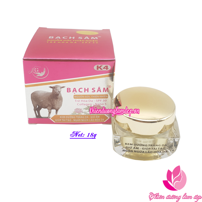 Kem dưỡng trắng da, giữ ẩm, giúp tái tạo, ngăn ngừa lão hóa da k4 bạch sâm - 18g