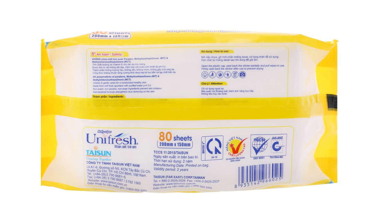 [FREESHIP] Khăn ướt Unifresh VITAMIN E (60 MIẾNG)