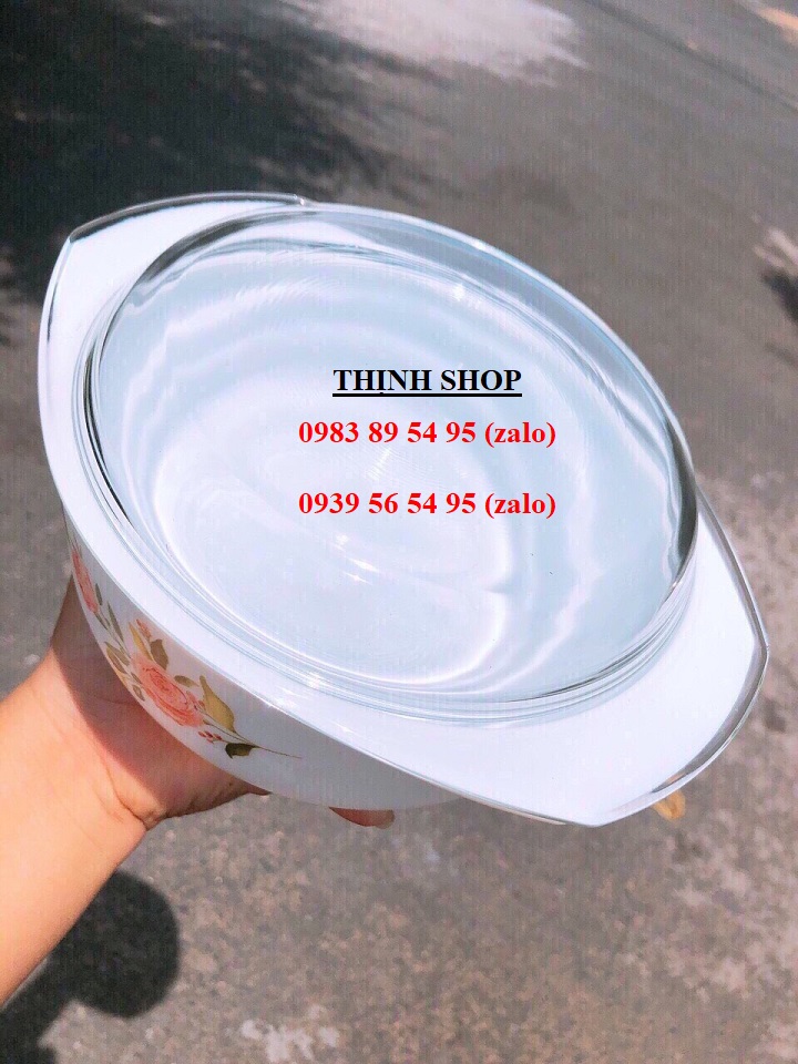 thố sứ thủy tinh có nắp cao cấp - thố cơm thủy tinh