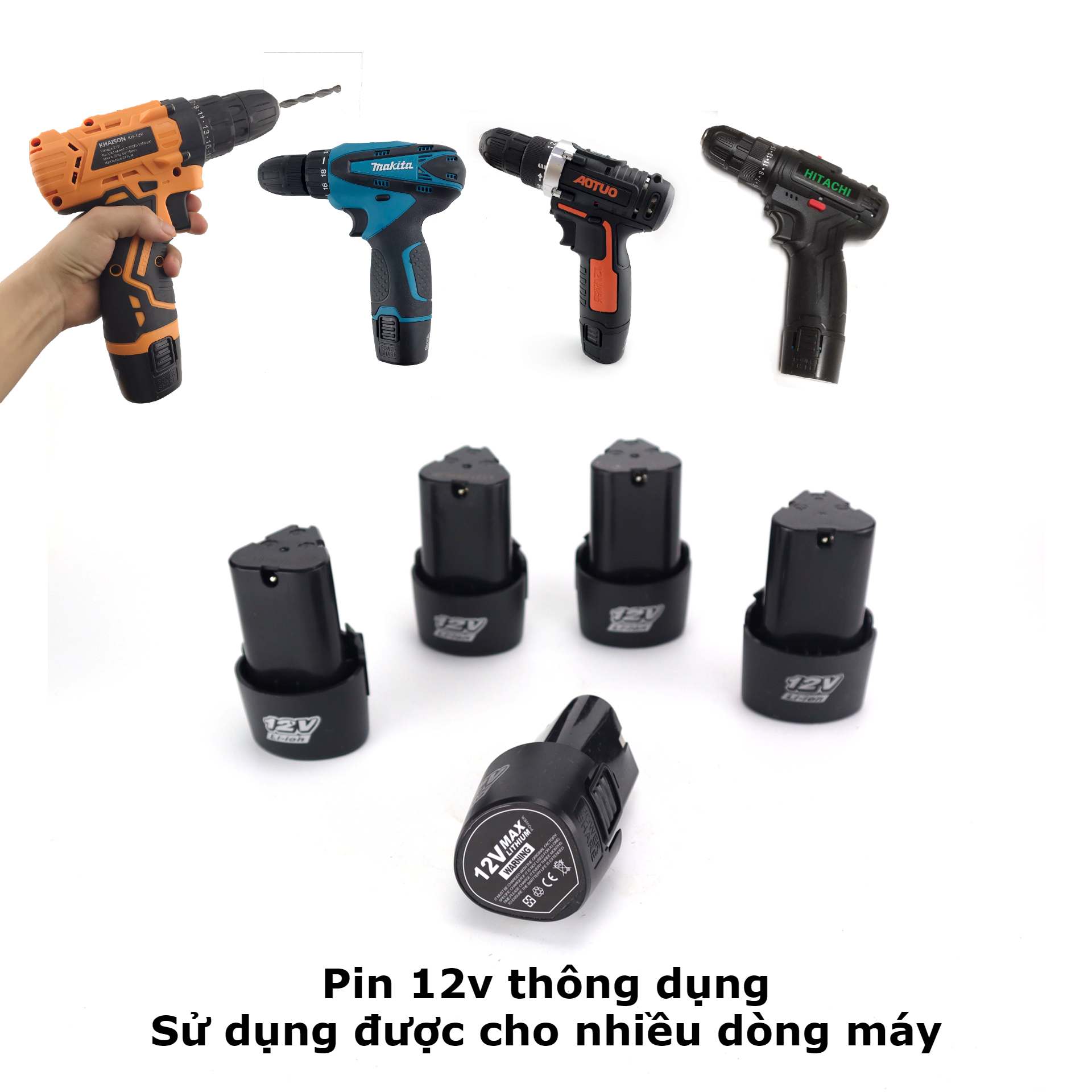 Pin 12v tam giác dùng thay cho pin máy khoan bắt vít cầm tay dung lượng đến 3400 mAh