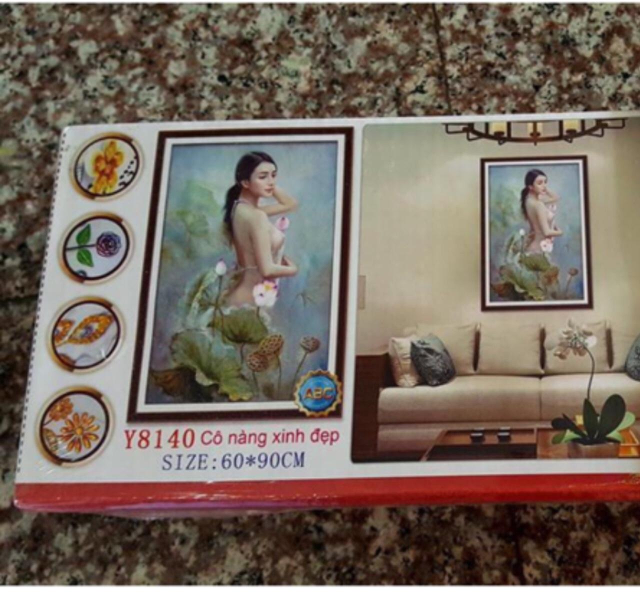 [HCM]Tranh đính đá cô gái nghệ thuật Y8140