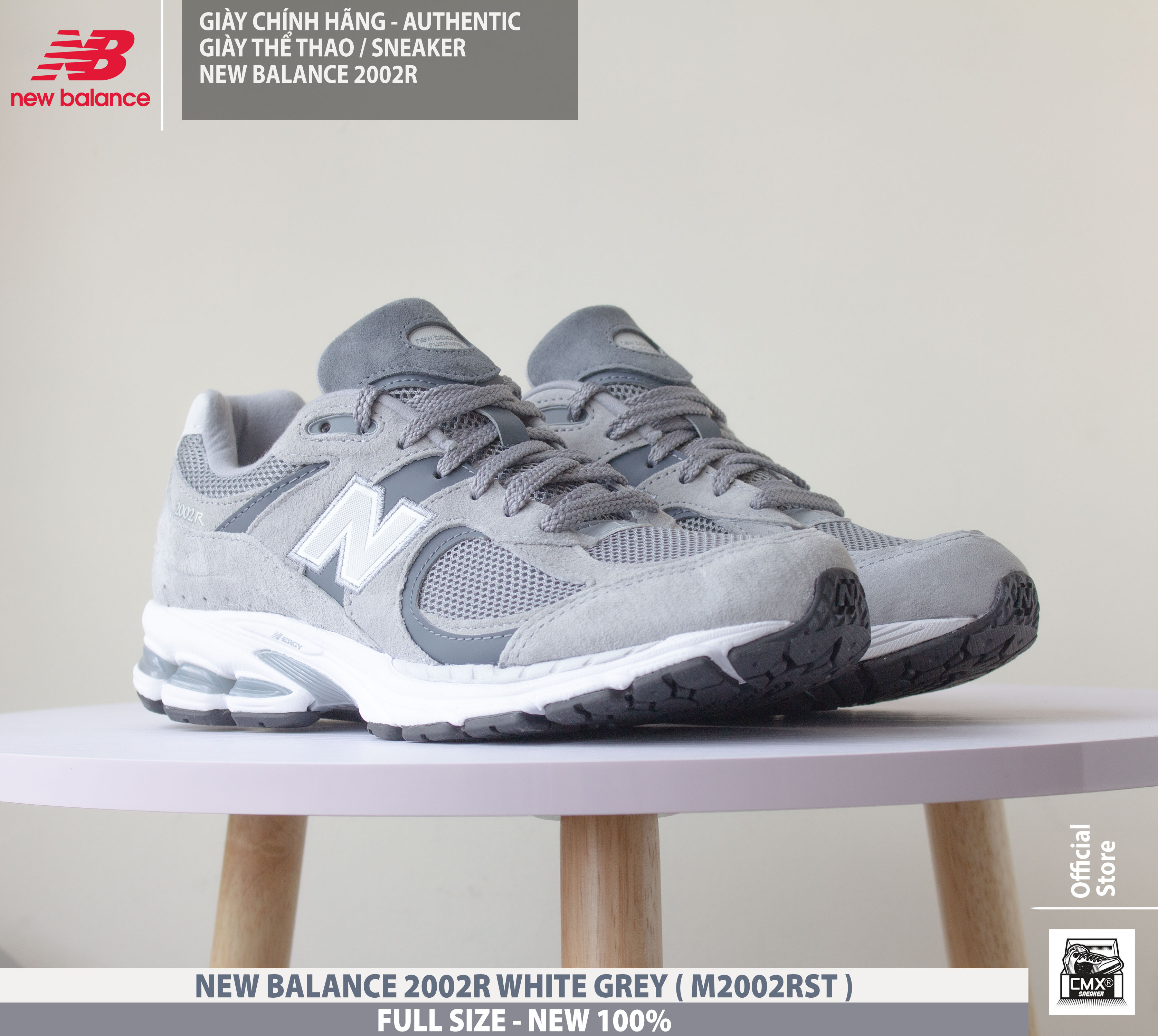 😘 [ HÀNG CHÍNH HÃNG ] Giày New Balance 2002R WHITE GREY ( M2002RST) - AUTHENTIC 100%