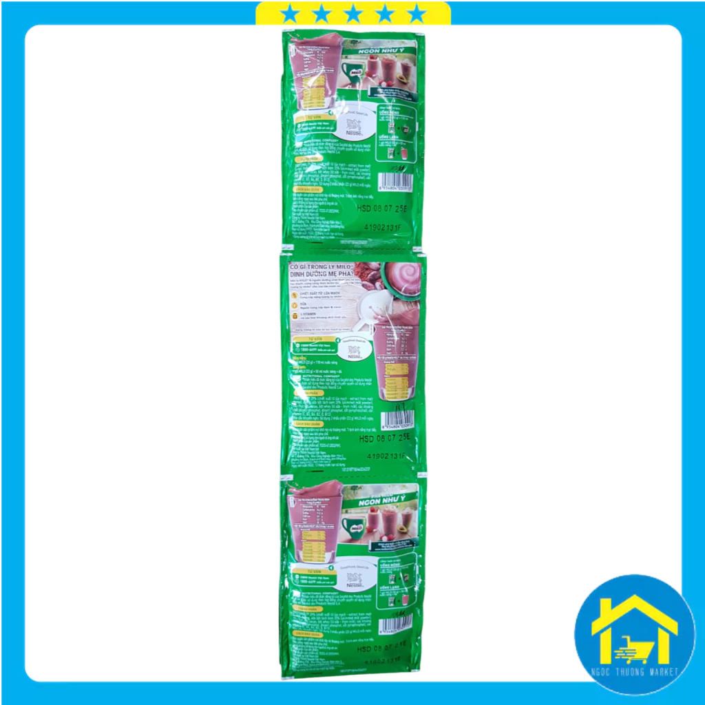 Nestle Milo - Sữa Milo dây 10 gói x 22g tăng cường sức khỏe milk với protomalt 2% & vitamin c bổ sung dưỡng chất