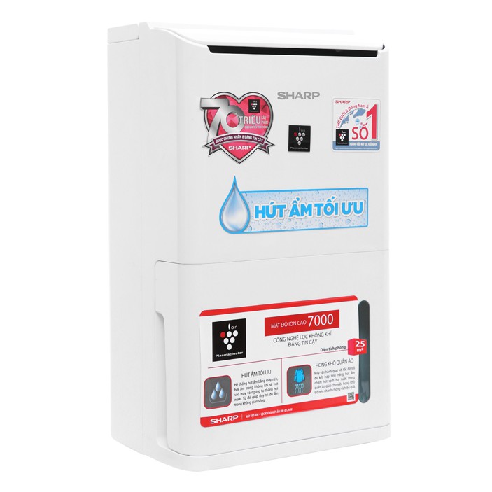 Máy tạo ion và hút ẩm Sharp DW-D12A-W (25m²/12lít)
