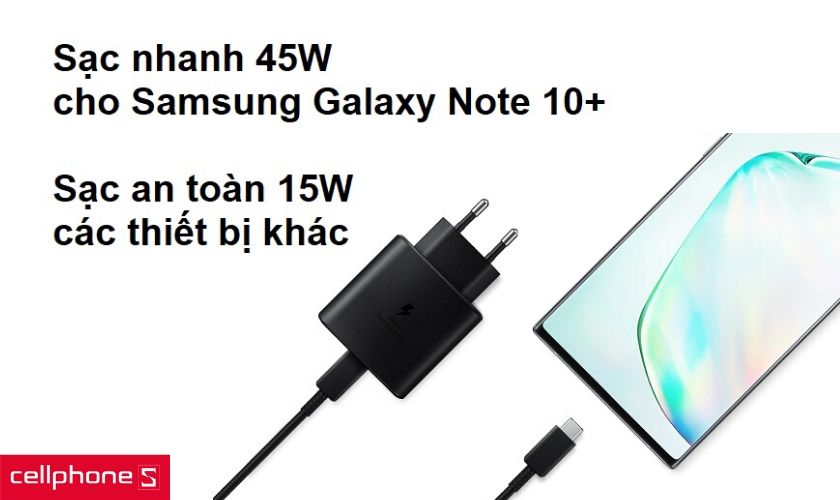 Bộ sạc nhanh Samsung 25W (Model theo máy Note 10)  Note 10 / Note 10 Plus / Note 20 / Note 20 Ultra / Ultra 5G,