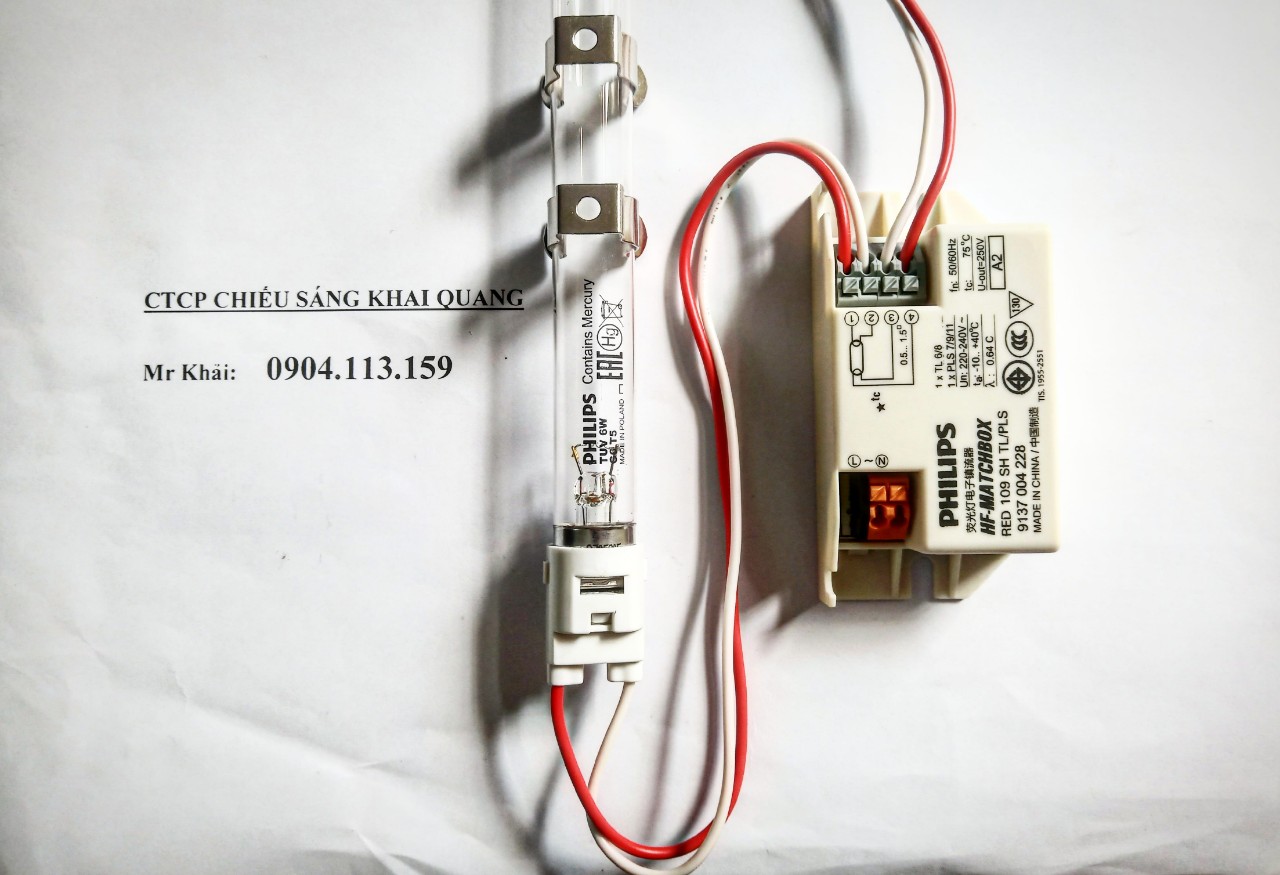 (SALE) Bộ đèn UV 6W G6T5 Philips dạng rời