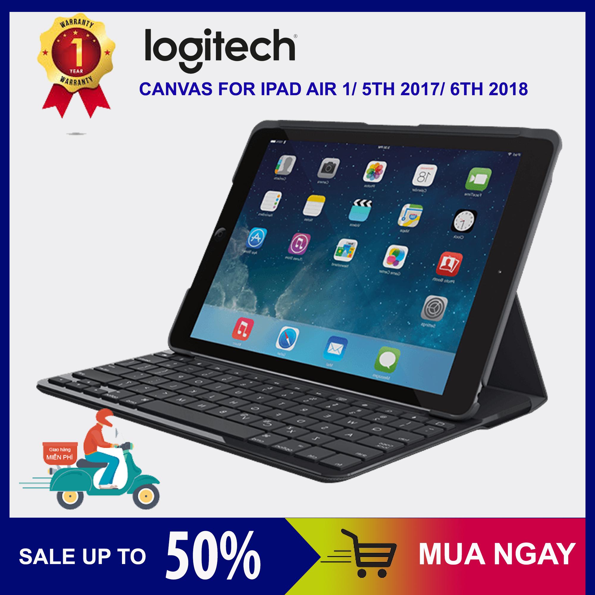 Bàn Phím iPad 5th 2017 Kiêm Bao Da Hiệu Logitech Canvas