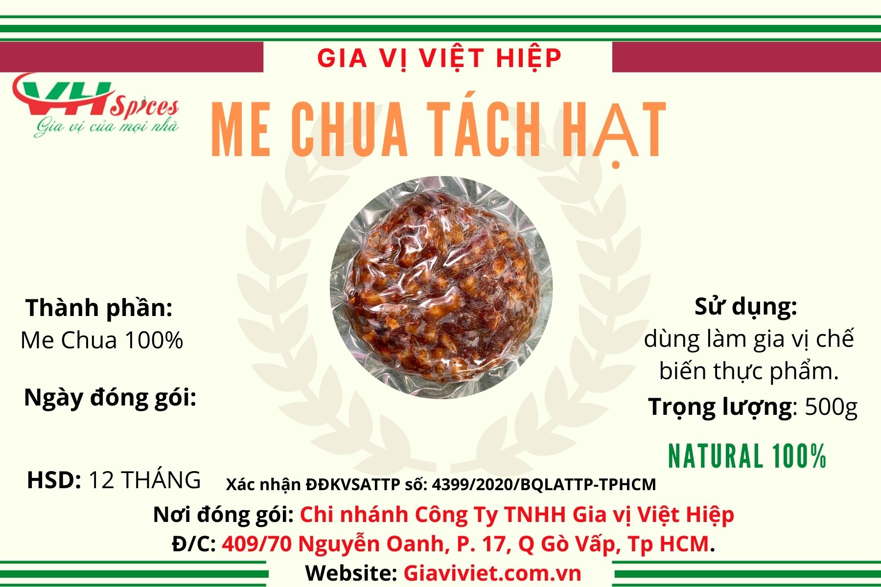 Me Chua tách hạt 1kg