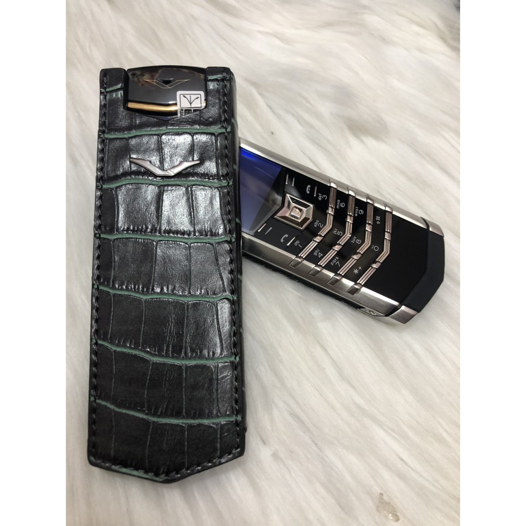 Bao da Vertu Singature S đứng không nắp da cá sấu