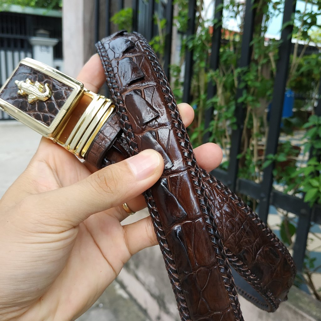 [FREE SHIP] Thắt Lưng Nam Da Cá Sấu [DÂY LIỀN ĐAN VIỀN THỦ CÔNG RẤT ĐẸP]
