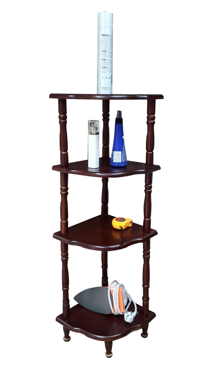 [HCM]KỆ GÓC 4 TẦNG GỖ CAO SU MÀU NÂU