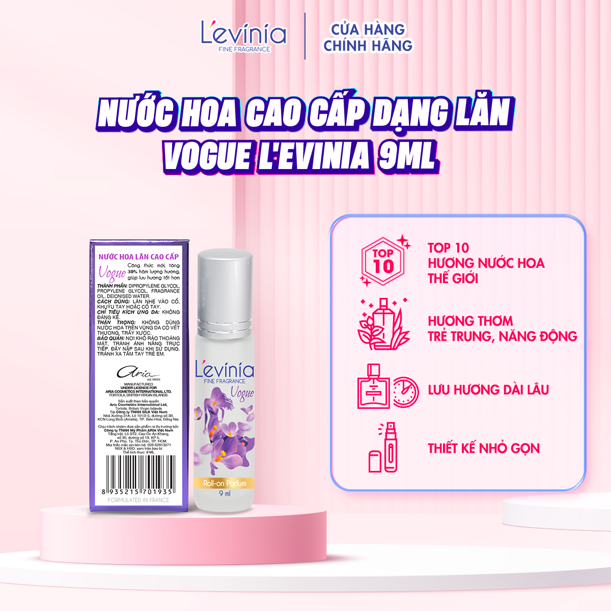 Nước Hoa Cao Cấp Dạng Lăn L'evinia VOGUE 9ml