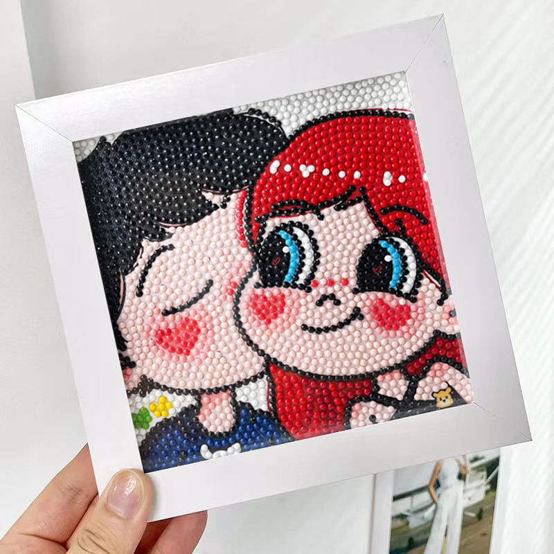 Tranh đính đá cặp đôi size 20x20cm khung gỗ căng sẵn