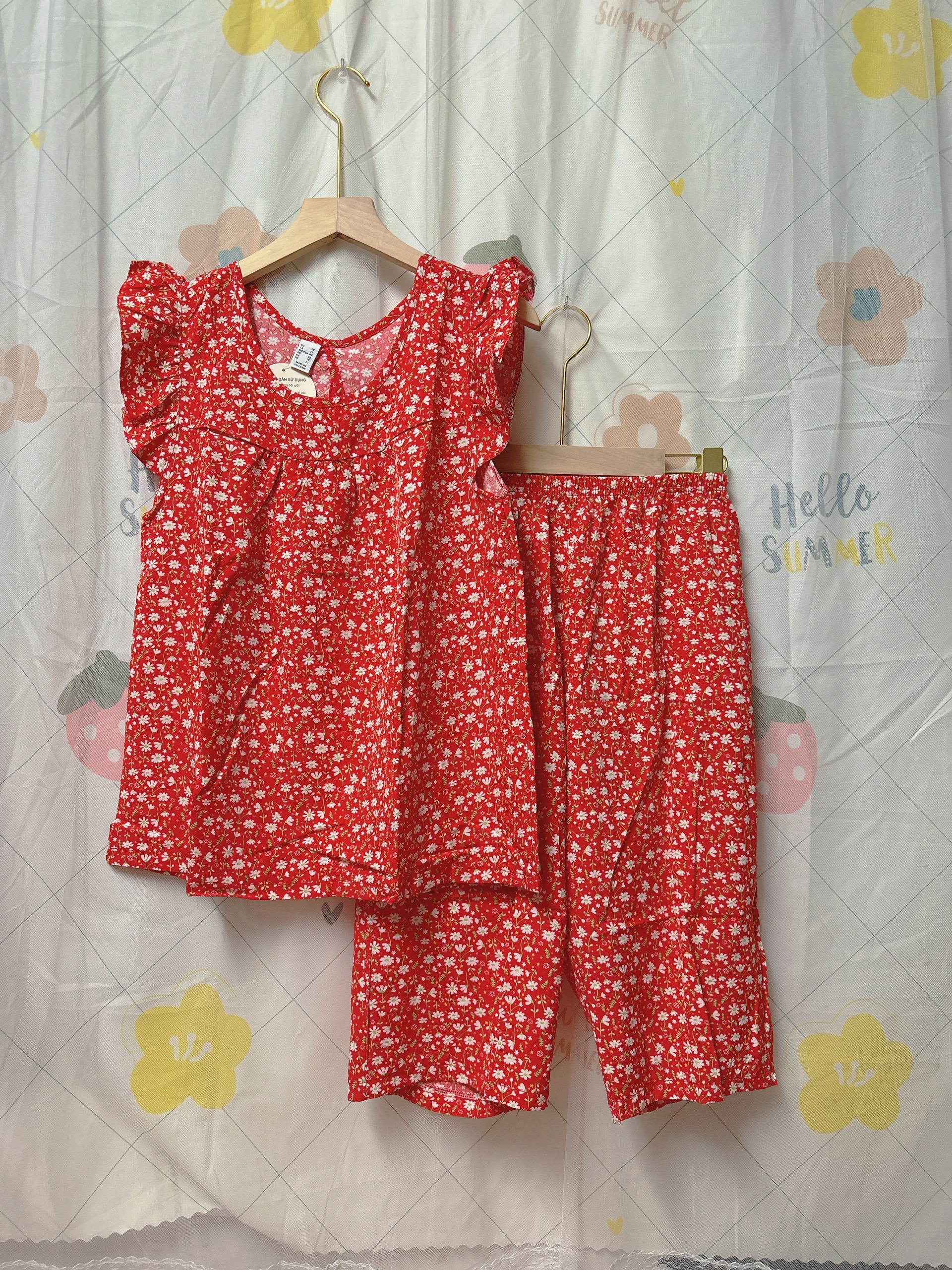 LUA45_ĐỒ BỘ LỤA QUẦN LỬNG ÁO CÁNH TIÊN HOA NHÍ, CÓ SIZE