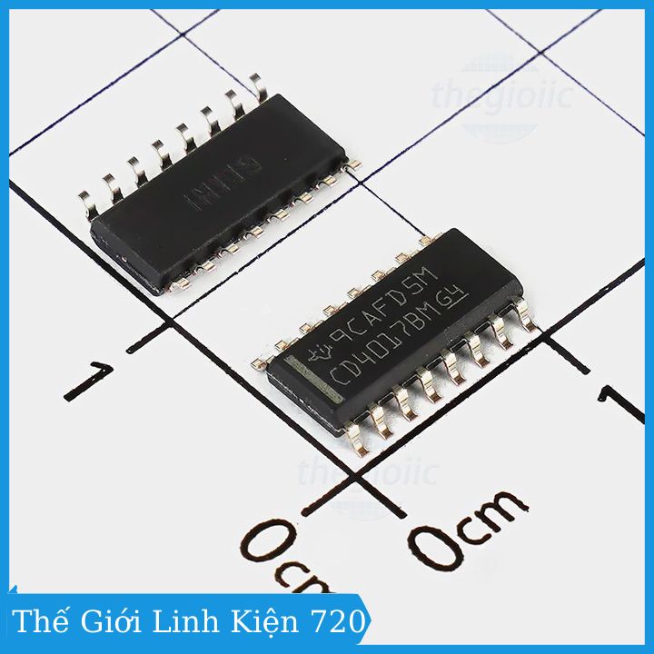 IC đếm thập phân CD4017 chân cắm DIP16 / chân dán SOP16