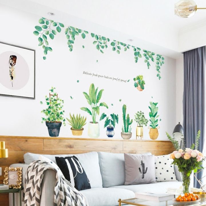 Decal dán tường Chậu Cây Cảnh Chỉ Cần Bóc Và Dán trên bất kì bề mặt nào