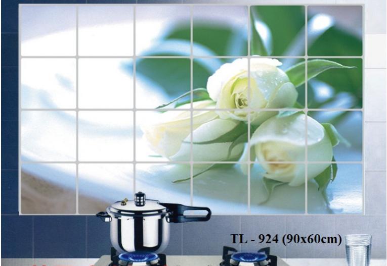 [HCM]Decal dán bếp tráng nhôm - Hoa hồng trắng