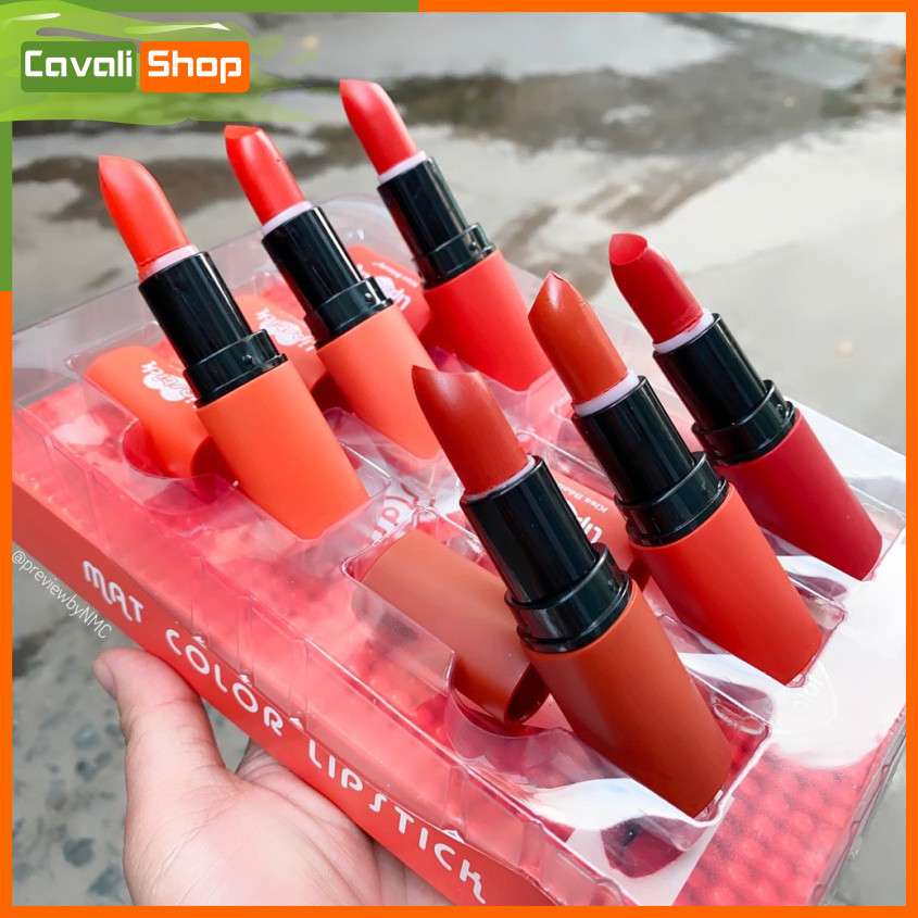 Set son 6 cây Kiss Beauty Mat Color - Cavali - Son thỏi lì giàu độ ẩm không trôi không lem