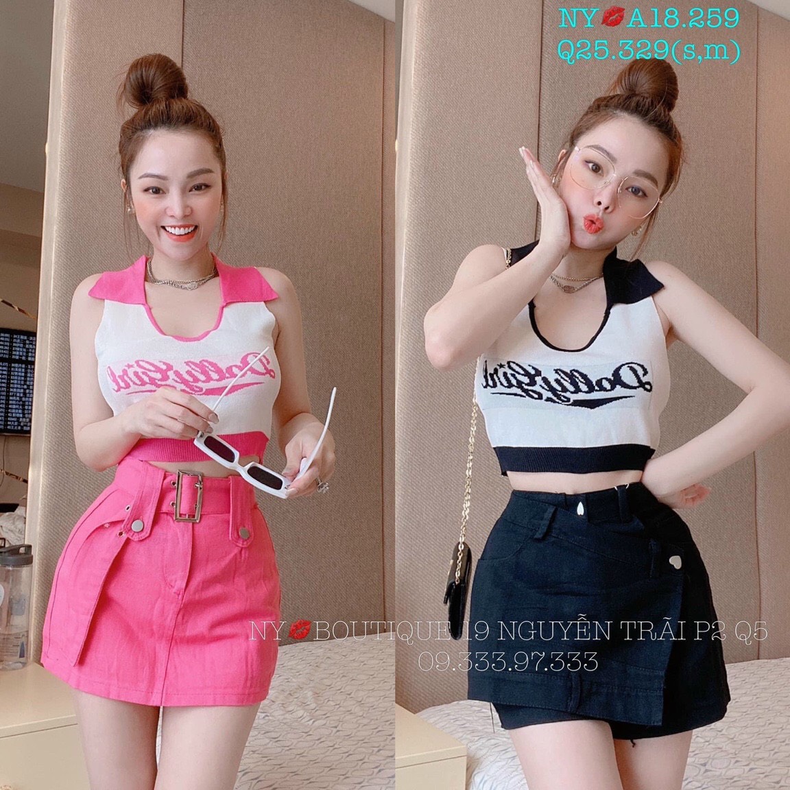 ÁO THUN CROPTOP CỔ BẺ HAI MÀU