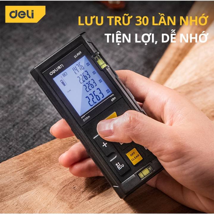 Máy Đo Khoảng Cách Laser Deli Chính Hãng Loại 40m / 50m / 60m Đa Năng - Dễ Dàng Sử Dụng Từ Xa - DL331050P / EDL4168 - Hình ảnh 6