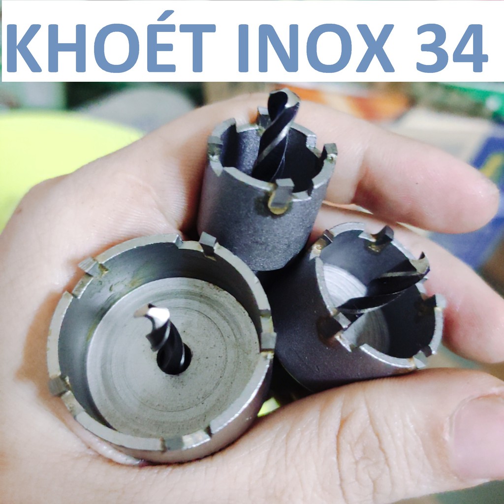 Mũi khoét inox 34 , khoét sắt, nhôm, tôn, đầu hợp kim, mũi khoét kim loại 34mm, hàng phổ thông