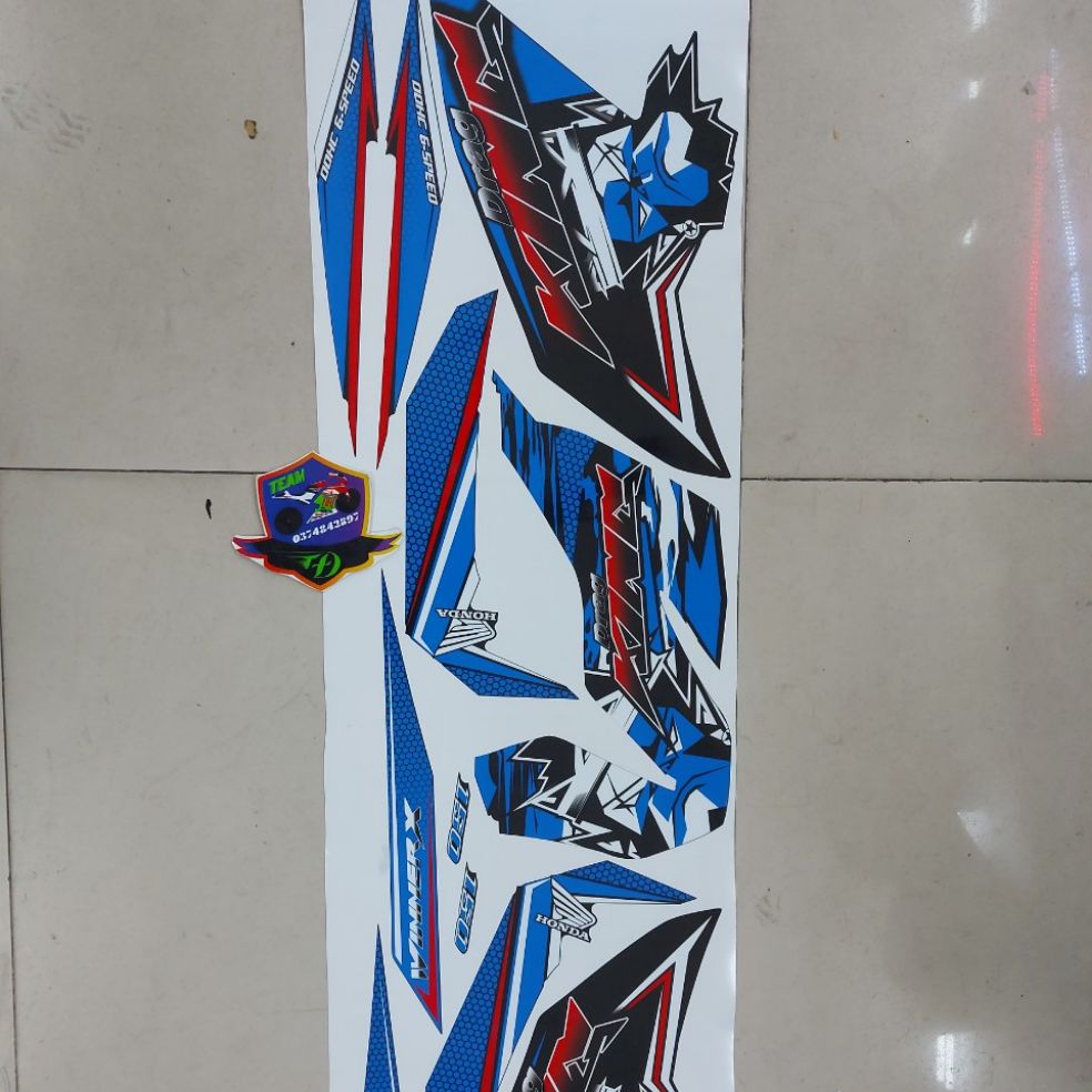 [HCM]Tem xe winnerX  tem rời king drag cao cấp xanh đen