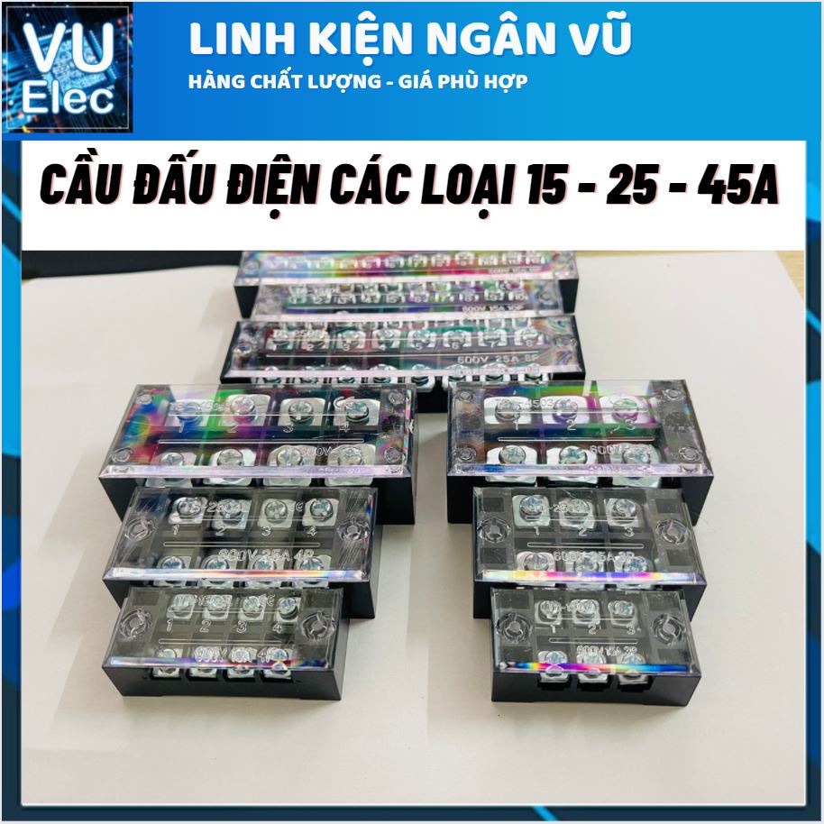 Cầu đấu dây điện đồng mạ kẽm 3p-12p domino đủ kích cỡ 15a 25a 45a 60a