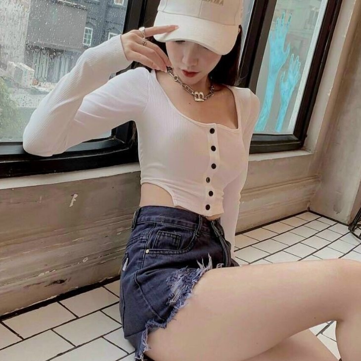 Áo Croptop Kiểu Nút Cài(B.C)Kl6