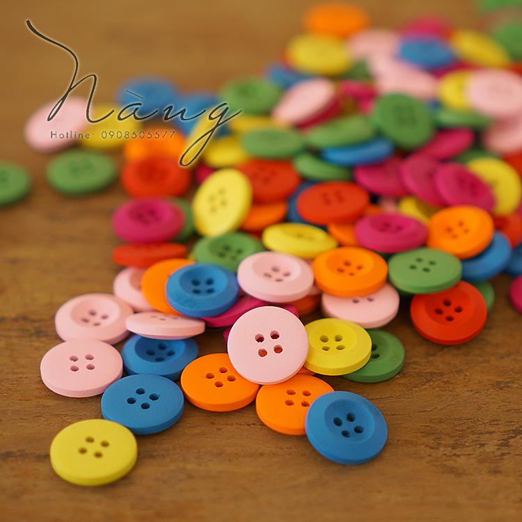 Set 50 Nút Gỗ Tự Nhiên Nút Gỗ Màu (18mm) - Mẫu 3
