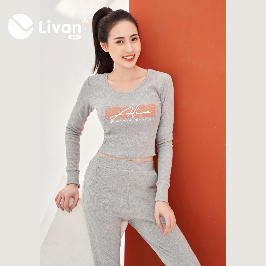 Áo Croptop Dài Tay Len Tăm Livan Sport