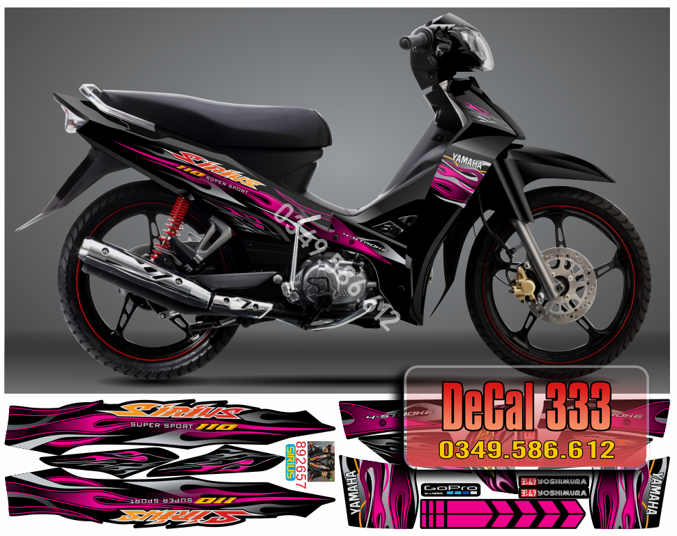 Tem Rời SIRIUS 110cc 50cc RC mẫu LỬA BỐC CHÁY 892657 - NHIỀU LỰA CHỌN MÀU (Sticker sirius)