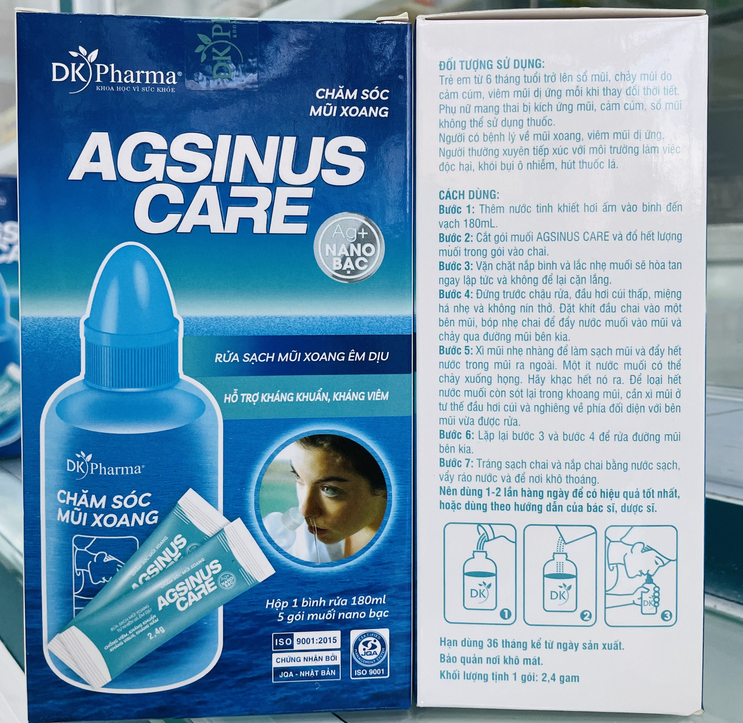 Bình rửa mũi Dược Khoa Agsinus Care (tặng kèm 5 bịch muối rửa)