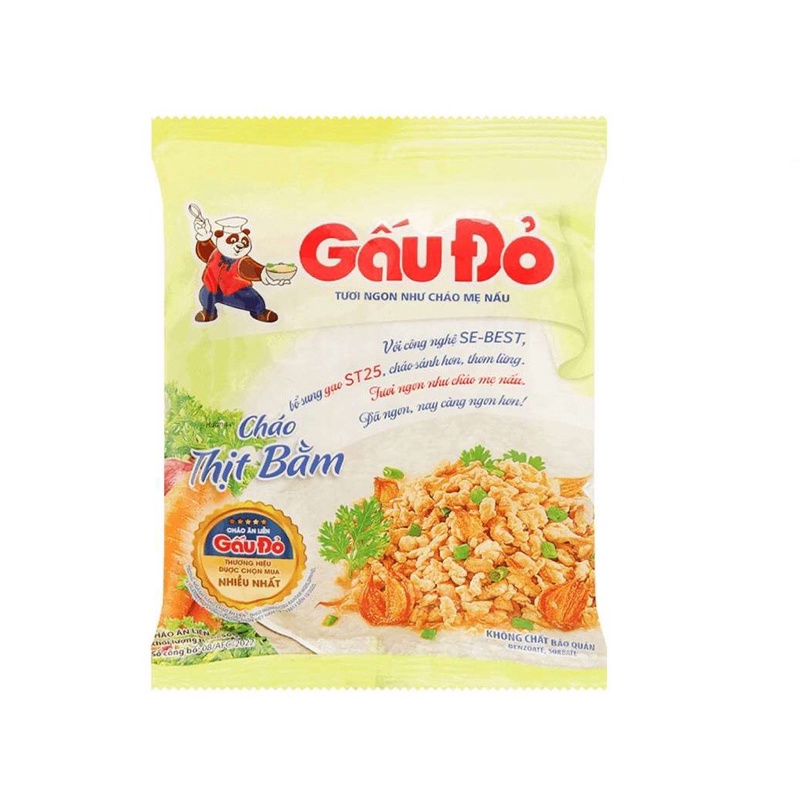 Combo 5 gói Cháo Thịt Bằm | Cháo Gà GẤU ĐỎ 50g