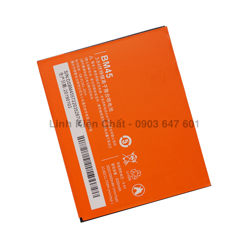 Pin thay thế cho Xiaomi Redmi Note 2 (BM45) 3050mAh Zin
