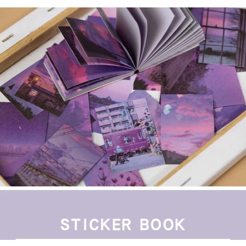Cuốn 50 giấy dán hình phong cảnh làm bullet journal