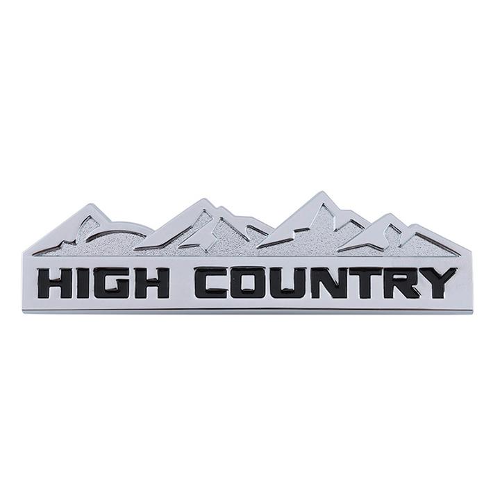 Logo kim loại chữ nổi HIGH COUNTRY dán ô tô
