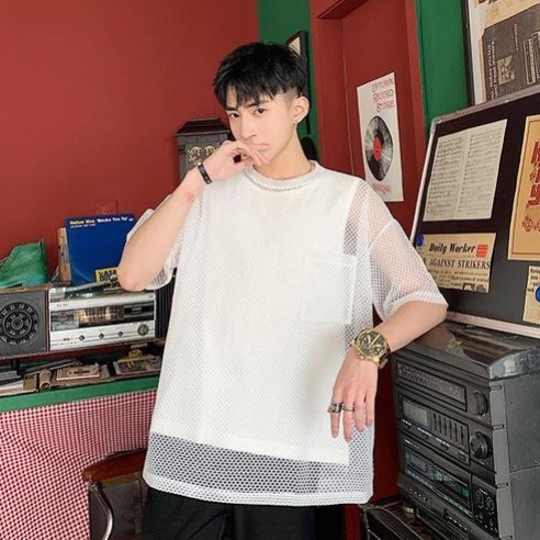 Áo thun nam unisex lưới form rộng (Áo lưới + áo thun tanktop)