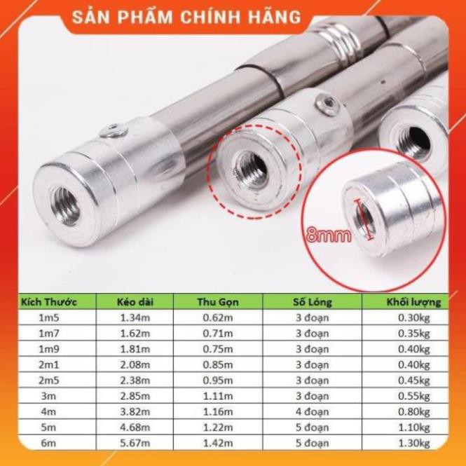Sào Bẫy Chim, Sào Rút Inox Đa Năng PHƠI QUẦN ÁO- TREO LỒNG CHIM Dài 1m5 3m 5m 6m 7m NO1 ( sale xả hàng )