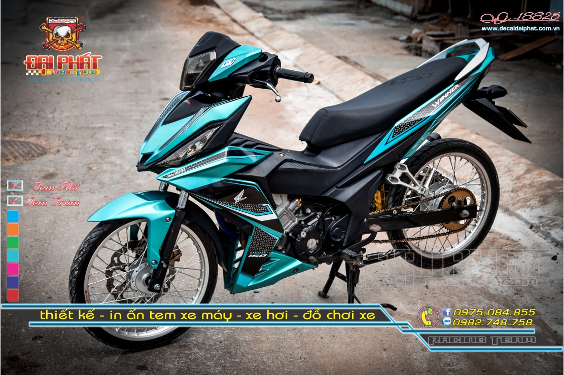 Tem Rời Chế Winner 150 Xanh Đen Trắng