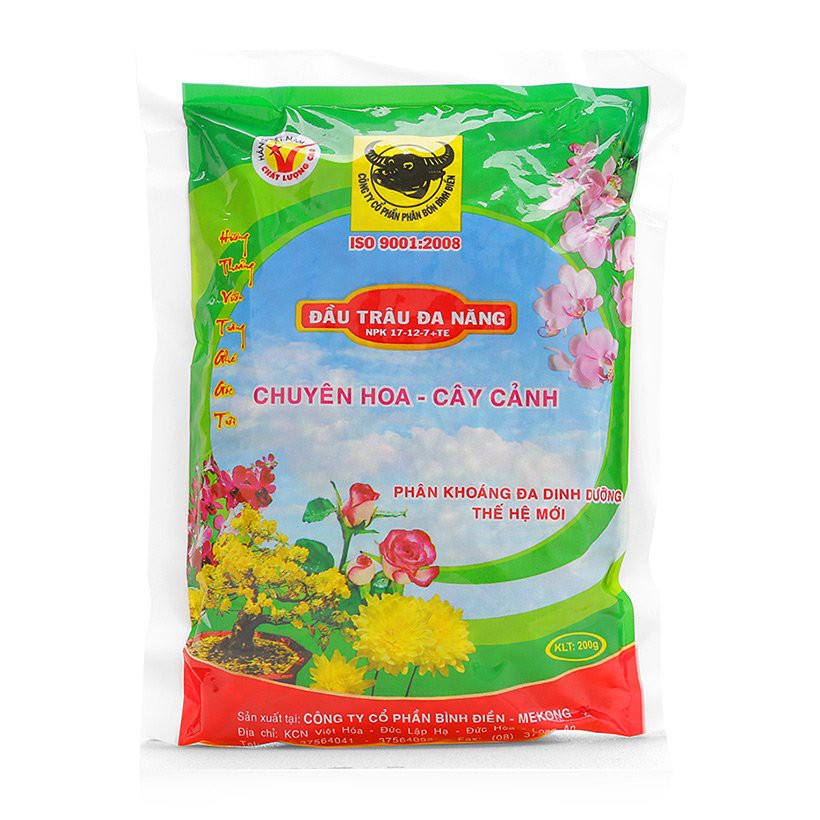 [HCM]Phân Bón Đầu Trâu Đa Năng NPK 3 Màu 17-12-7+TE (200GR) - Trang Flowers