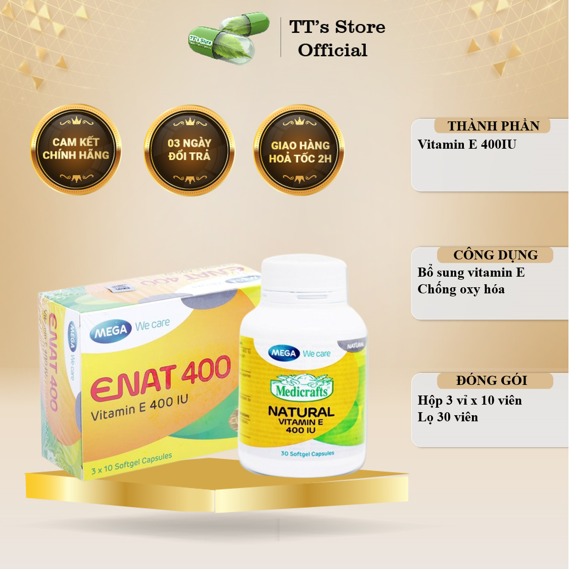 Natural Vitamin E 400 Mega We care - Enat 400 - E Thái Lan