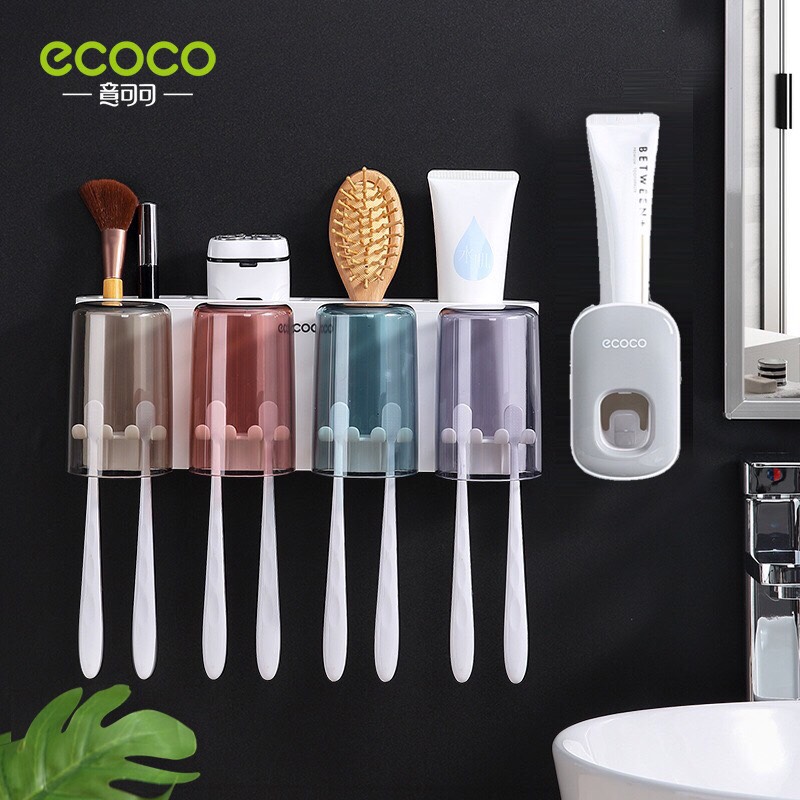 COMBO KỆ ĐỰNG 4 CỐC MÃ E1926 VÀ 1 NHẢ KEM ĐÁNH RĂNG ECOCO CAO CẤP