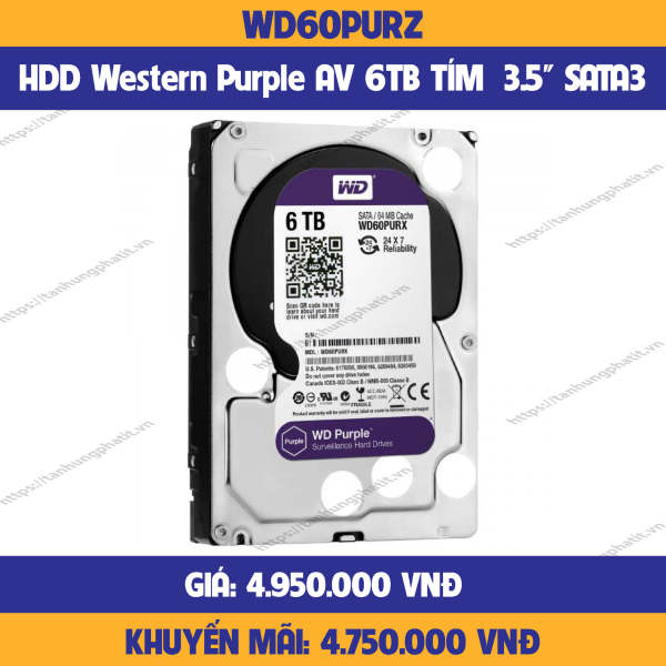 Bảng giá Ổ CỨNG HDD WD PURPLE AV 6TB Phong Vũ