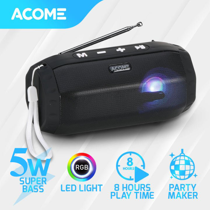 [HCM][Bảo Hành 12 tháng] Loa Bluetooth 5.0 ACOME A3 Công suất 5W với LED RGB Hỗ trợ TWS ghép đôi 2 loa Âm thanh vòm 360 độ âm bass HI-FI trầm ấm thời gian phát nhạc 8H - HÀNG CHÍNH HÃNG