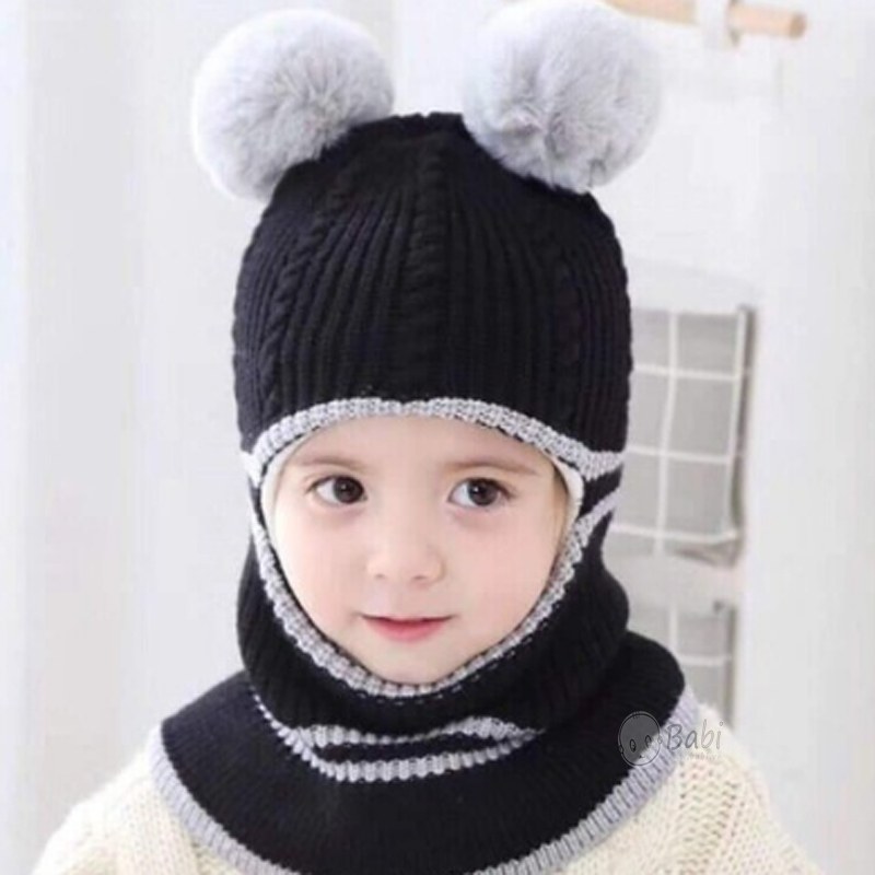 Mũ len liền khăn cổ mẫu Ninja cho bé trai bé gái
