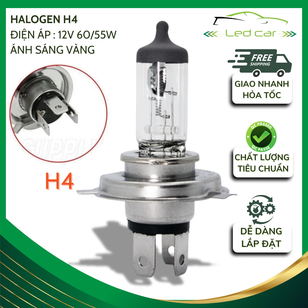 Bóng đèn halogen h4 pha , cos 12v và 24v chất lượng cao