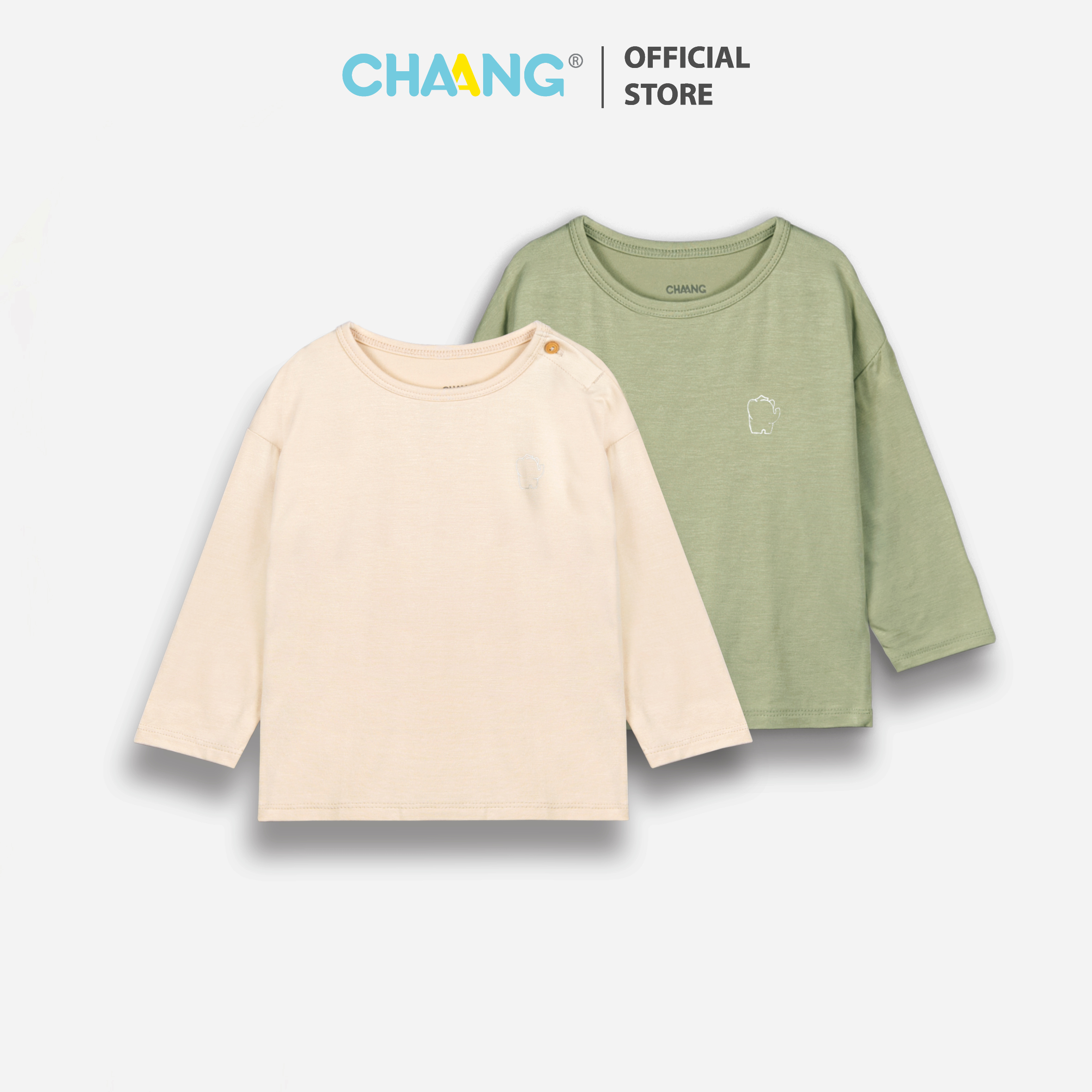 [CHAANG] Set 2 áo dài tay Park xanh lá/be Chaang